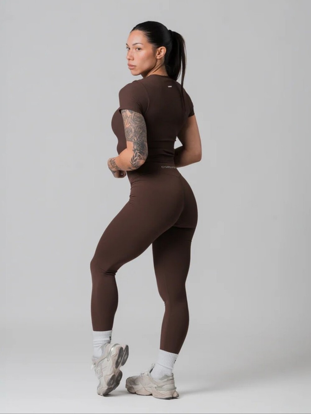 Axis Women’s Leggings and Crop Top Set - Chocolate Brown